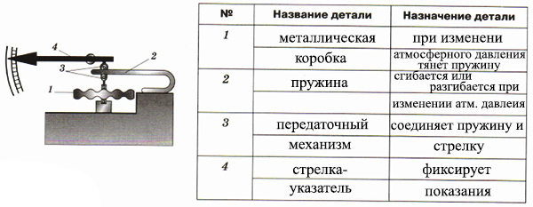 На рисунке показана схема устройства барометра-анероида. Отдельные ...